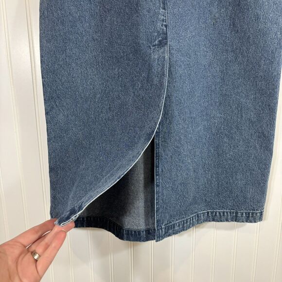 Vintage Y2K Denim Maxi Skirt Size 8 Western Ranch Festival Blue Prairie 90s Norm - Picture 9 of 12